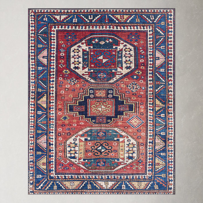 AllModern Fleckenstein Oriental Navy/Red Area Rug & Reviews Wayfair